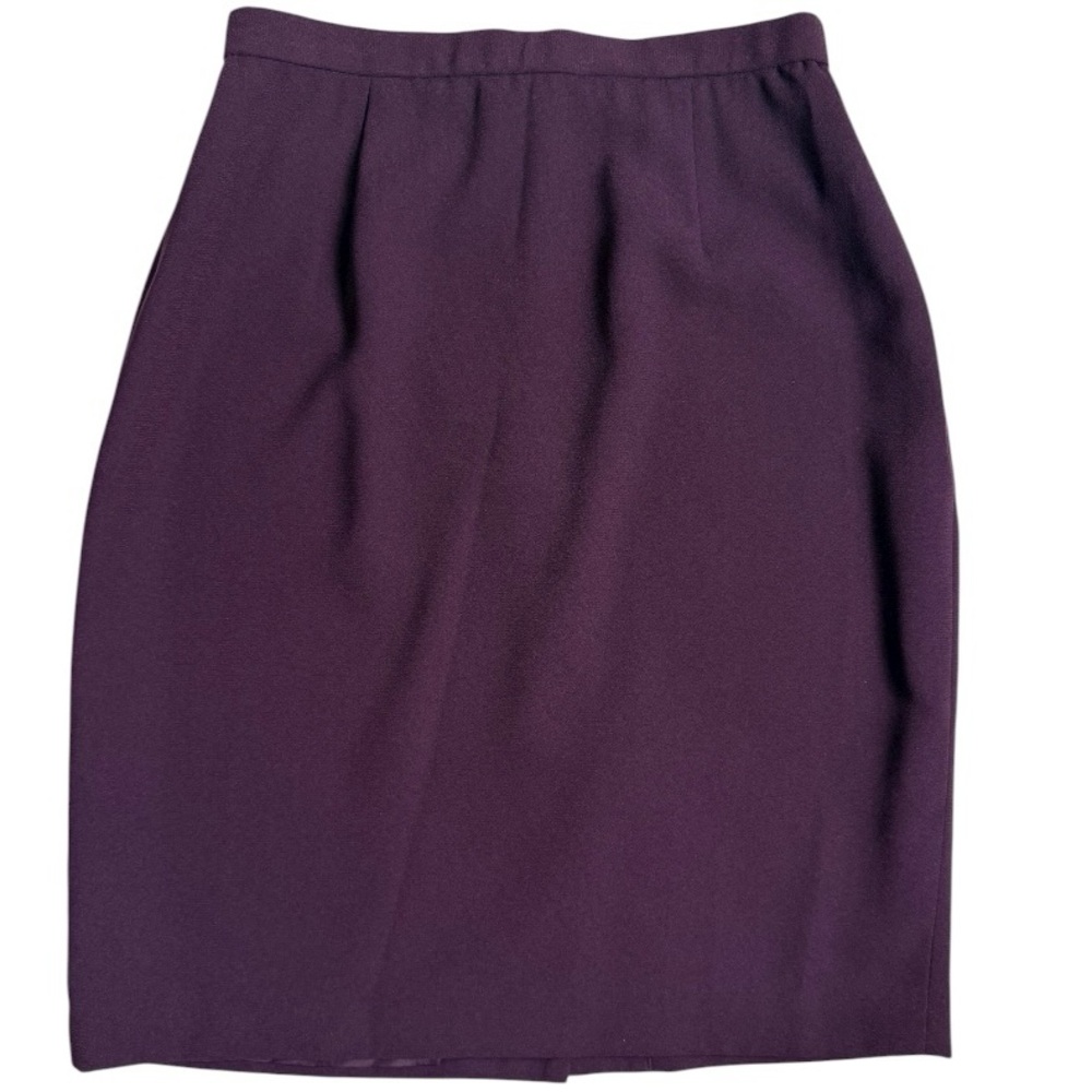 Talbots Deep Purple Pencil Midi Skirt 8P Petite Fully Lined Elastic Waist EUC